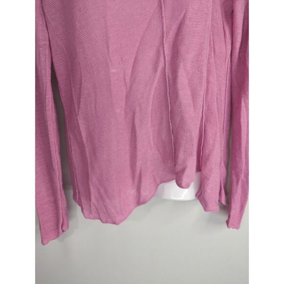 Eileen Fisher Pink Linen Asymmetrical Knit Top Pullover Woman's Small Coastal - Picture 5 of 9